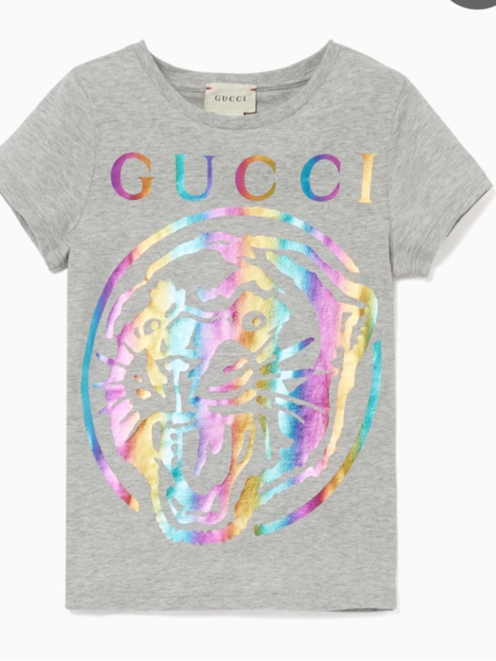 Gucci girls 4T Grey Metallic Rainbow Tiger Logo T-Shirt